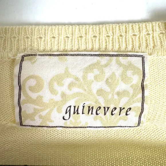 Anthropologie Guinevere Sweater Women Butter Yellow Small Cotton Viscose Classic - Picture 5 of 12